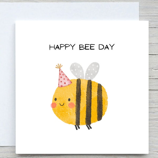 Personalised Birthday card, Cute Birthday card, bee day, cute bee card, bee lover gift, Happy Bee day