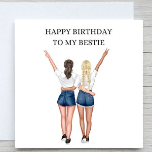 Carte faite main de joyeux anniversaire de meilleure amie personnalisée pour femme pour sa soeur Bestie Cousin, carte personnalisée de coiffure, pour bestie, soeur