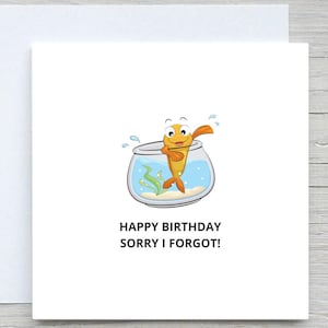 Funny Fish Birthday Card, Belated Gift