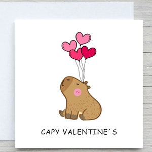 Valentijnsdagkaart, schattige capibara-valentijnskaart, romantische kaart, valentijnscadeau, capy-valentijnskaart