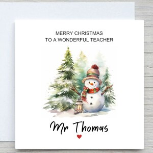 Cartão de Natal personalizado para professor, Cartão de Natal para professor, Cartão de Natal de agradecimento ao professor, Cartão de Natal para meu professor
