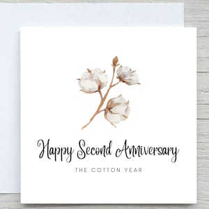 Anniversary Card, Personalised anniversary card, Second Anniversary card, Cotton Anniversary, 2 years wedding anniversary