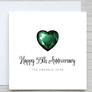Tarjeta de aniversario, tarjeta de aniversario personalizada, tarjeta del 55.° aniversario, aniversario esmeralda, 55 años juntos, aniversario de bodas