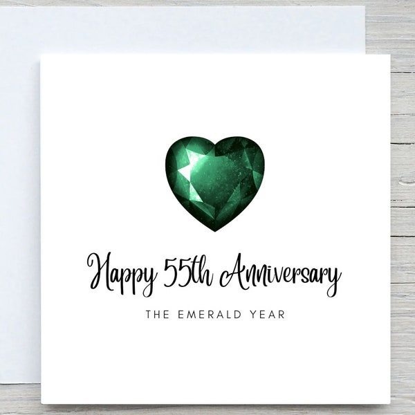 Anniversary Card, Personalised anniversary card, 55th Anniversary card, Emerald Anniversary, 55 years together wedding anniversary
