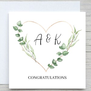 Personalised WEDDING Card, Congratulations card, Initials Bride and Groom Card, Just married card, congratulations cards, MR MRS card