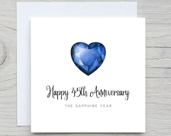 45th Anniversary Card Sapphire Wedding Anniversary - Etsy