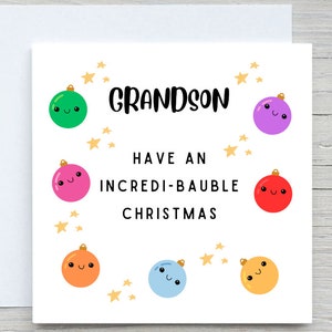 Kerstkaart, kerstverlichtingskaart, tot kleinzoonkaart, van oma, van opa, kerstcadeau voor kleinzoon, schattige kerstkaart kinderen