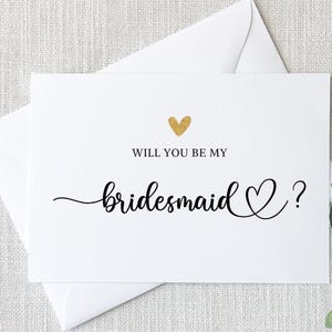 Will you be my bridesmaid Card & Envelope, different roles available , Minimalist will you be my card, wedding card from bride, groom