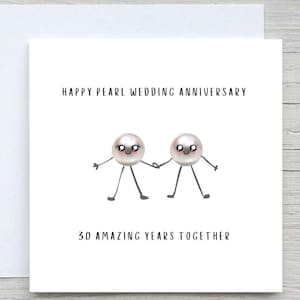 Anniversary Card, Personalised anniversary card,  30 years married card, Pearl Anniversary