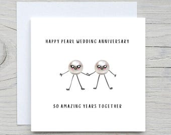Anniversary Card, Personalised anniversary card,  30 years married card, Pearl Anniversary