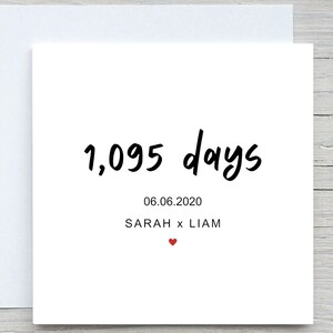 Kaart derde verjaardag, gepersonaliseerde kaart 3e verjaardag, voor man, voor vrouw, kaart 3 jaar, cadeau driejarig jubileum