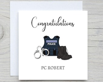Gepersonaliseerde politie felicitatiekaart: promotie, goed gedaan
