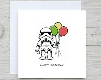 Verjaardagskaart Stormtrooper: grappig geïllustreerd ontwerp