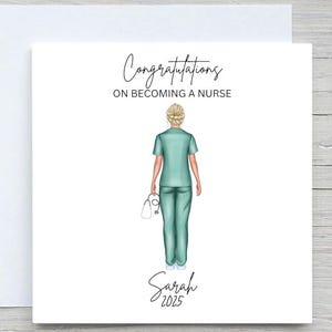 Carte personnalisée d'infirmière, carte de félicitations d'infirmière, félicitations, carte bravo, nouvelle carte de travail, carte d'infirmière qualifiée, infirmière diplômée