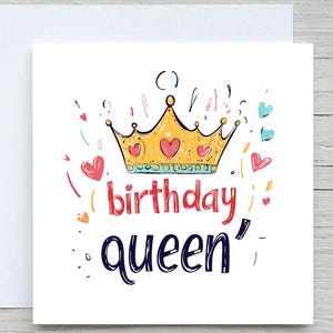 Birthday queen card, Glam Birthday CARD, Tiara Card,  Bestie birthday Gift, for Diva Birthday, personalised Gift, for her, Custom Birthday
