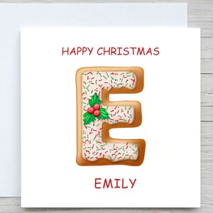 Gepersonaliseerde kerstkaart, peperkoekkoekje brief naamkaart, naam toevoegen kerstkaart, merry christmas card, gemberkoekje kaart