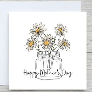 Carte de fête des mères, carte à maman, carte de fleurs de marguerite, pour carte de maman, cadeau de fête des mères, carte de grand-mère, carte personnalisée