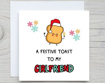 Feestelijke toastkerstkaart voor vriendin