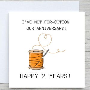 Anniversary Card, Personalised anniversary card, Second Anniversary card, Cotton Anniversary, 2 years wedding anniversary