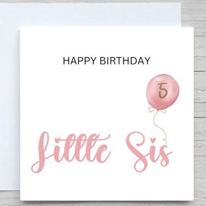 Biglietto di auguri per la sorellina, biglietto carino, biglietto di buon compleanno, biglietto di auguri colorato e luminoso, biglietto per la sorella, biglietto con palloncino di compleanno, sorellina