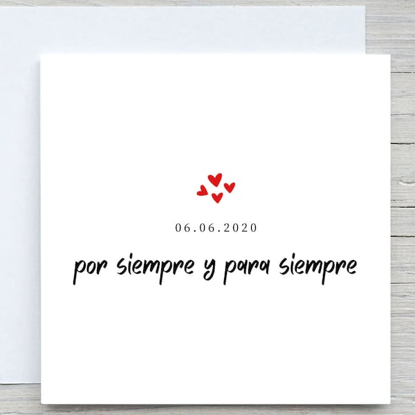 Tarjeta de Aniversario Personalizada Española, Para Siempre Y Siempre, Tarjeta de Amor, Tarjeta Romántica, Esposo Esposa, Novio, Novia, para siempre