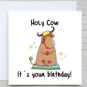 Carte d'anniversaire drôle de vache, carte de vache, carte de joyeux anniversaire, carte d'anniversaire de vache sacrée, carte d'anniversaire personnalisée
