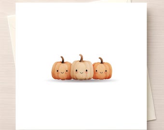 Cartão de Halloween com abóbora de Halloween em aquarela – Saudação para a temporada assustadora