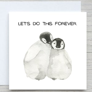 Tarjeta del día de San Valentín, tarjeta de felicitación de amor, tarjeta de "te amo", linda tarjeta de pingüino, tarjeta romántica, regalo de San Valentín