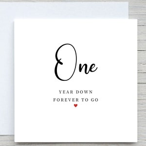 Tarjeta de aniversario de un año, tarjeta de aniversario para siempre, tarjeta de aniversario de un año, tarjeta de primer aniversario para pareja, regalo de aniversario