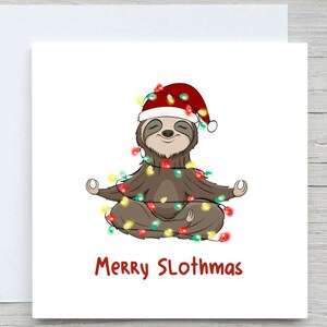 Biglietto di Natale, biglietto di Natale personalizzato, biglietto di Natale bradipo, biglietto di auguri bradipo allegro, biglietto regalo di Natale, regalo di festa