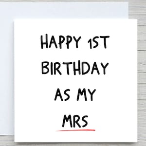 Carte de joyeux anniversaire, premier anniversaire en tant que madame, pour sa carte d'anniversaire, carte d'anniversaire pour femme, carte pour femme,