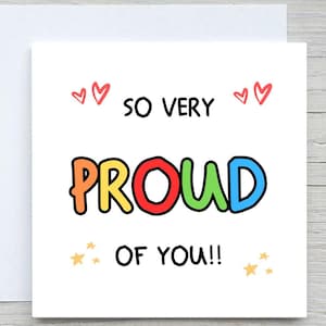 Very Proud Of You - Personalised Congratulations Card, Graduation, Well Done, New Job, Promotion, school tests card