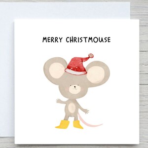 Biglietto di Natale personalizzato, biglietto di auguri di Buon Natale, biglietto di Natale per una persona cara, christmouse, biglietto di auguri di topo carino, Merry Christmouse