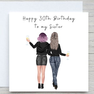 Carte faite main de joyeux anniversaire de meilleure amie personnalisée pour femme pour sa soeur Bestie Cousin, carte personnalisée de coiffure, pour bestie, soeur