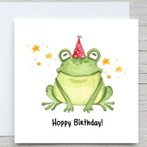 Personalised Birthday Card, Cute card, Frog birthday card, Hoppy Birthday card