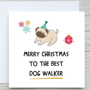 Biglietto di Natale personalizzato, biglietto di auguri di Buon Natale, biglietto di NATALE da DOG, il miglior biglietto per dog walker
