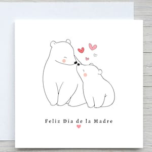 Feliz Día de la Madre, tarjeta Día de la Madre, cartão de dia das mães espanhol, cartão de mamãe urso, para cartão de mãe