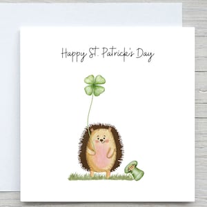Happy St. Patrick's Day-kaart, schattige St. Patrick's Day-kaart, aquarel St. Patrick's Day, aquarel ansichtkaarten, egelkaart