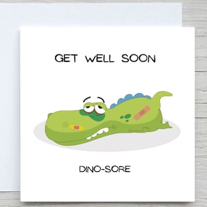 Carte de rétablissement, carte de rétablissement, carte Je suis désolé, envoi de carte d'amour, carte personnalisée, carte de dinosaure malade