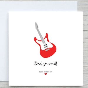 Tarjeta del Día del Padre, Tarjeta para papá, Tarjeta de "Te amo papá", Feliz Día del Padre, Tu papá Rockero