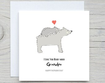 Tarjeta del día del padre, tarjeta del abuelo, te amo tarjeta del abuelo, feliz día del padre, tarjeta del oso lindo, mucho Beary