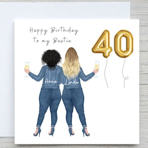 Carte faite main de joyeux anniversaire de meilleure amie personnalisée pour femme pour sa soeur Bestie Cousin, carte personnalisée de coiffure, pour bestie, soeur