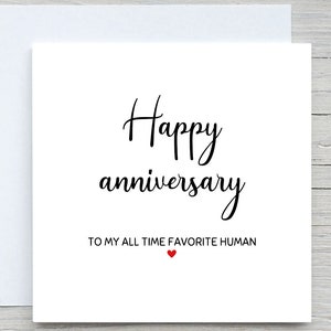 Anniversary Card, Personalised anniversary card,  years married card, Happy anniversary to my favorite human card, for wife, for husband