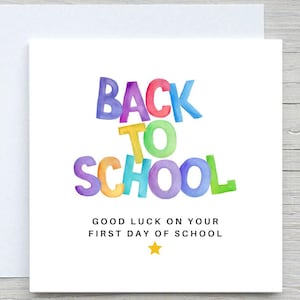 Personalised Back to School Card, New School Good Luck, Back To School Card, Good luck, first day of school