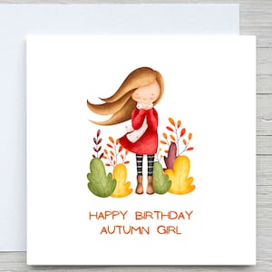 Cartão de aniversário personalizado, cartão de menina de outono, cartão de aniversário de outono, para melhor amiga, para filha, aniversário de irmã, nascida no outono