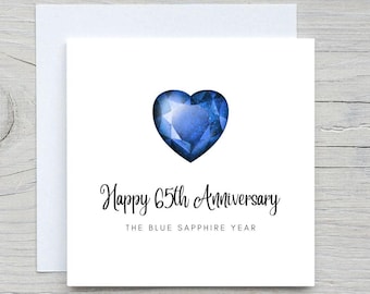Personalized 65th Anniversary Card: Blue Sapphire Anniversary