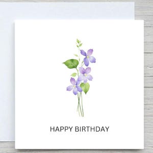 Tarjeta de cumpleaños con flores de nacimiento, tarjeta de cumpleaños personalizada, para ella, para él, tarjeta de cumpleaños con flores