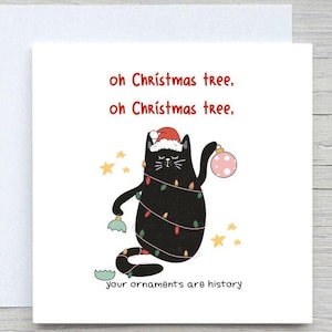 Funny Cat Christmas Card: Personalised Holiday Card