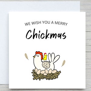 Carte de Noël personnalisée, carte de Noël drôle de poulet, carte Happy Chickmas, pour les amateurs de poulet, carte pour agriculteur