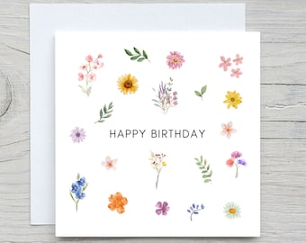 Birthday Card, Birthday greeting card, Floral Card, Cute Birthday card, flower birthday card